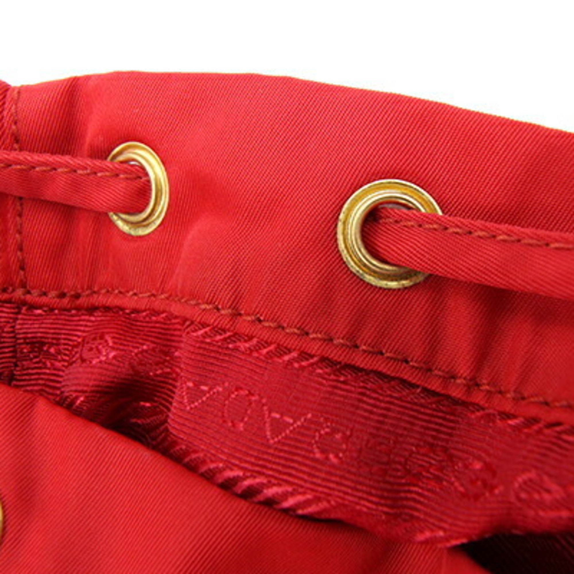 Prada Pouch 1NA369 Red Nylon Drawstring Men's Women's PRADA