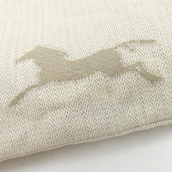 Hermes Pouch Ivory 100% Cotton Flap Horse H Metal Fittings Women's Men's HERMES