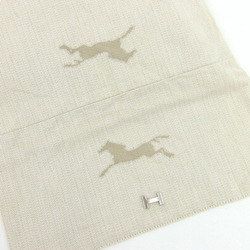 Hermes Pouch Ivory 100% Cotton Flap Horse H Metal Fittings Women's Men's HERMES