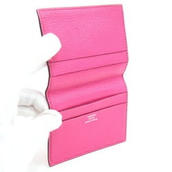 Hermes Card Case Evelyn Rose Tyrian Chevre □N Engraved Holder Pass Business H Punching Women's HERMES