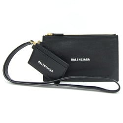 Balenciaga Clutch Bag 659783 Black Leather Pouch Card Case with Strap Women's BALENCIAGA