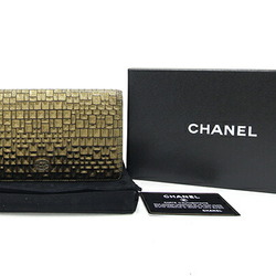 Chanel Bi-fold Long Wallet Gold Color Leather Coco Mark Women's CHANEL