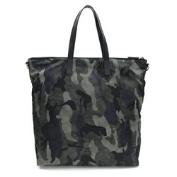 Prada Tote Bag VA0906 Black Khaki Nylon Leather Shoulder Camouflage Men's PRADA