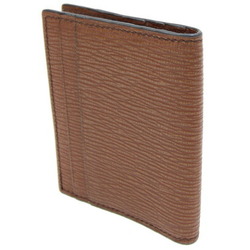 Salvatore Ferragamo Bi-fold Card Case 660371 Double Gancini Brown Leather Compact Women Men