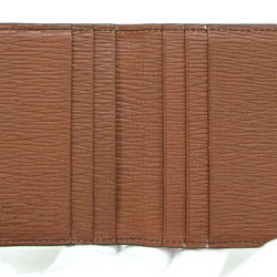 Salvatore Ferragamo Bi-fold Card Case 660371 Double Gancini Brown Leather Compact Women Men