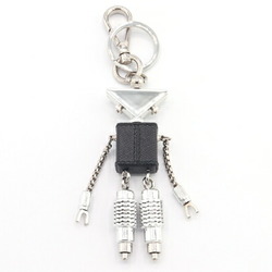 Prada Keychain Saffiano Leather Robot Trick 1TR102 Silver Black Metal Keyring Bag Charm Women's PRADA