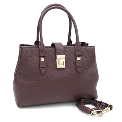 FURLA Handbag Joan 26738 Purple Brown Leather Shoulder Bag Studs Women's