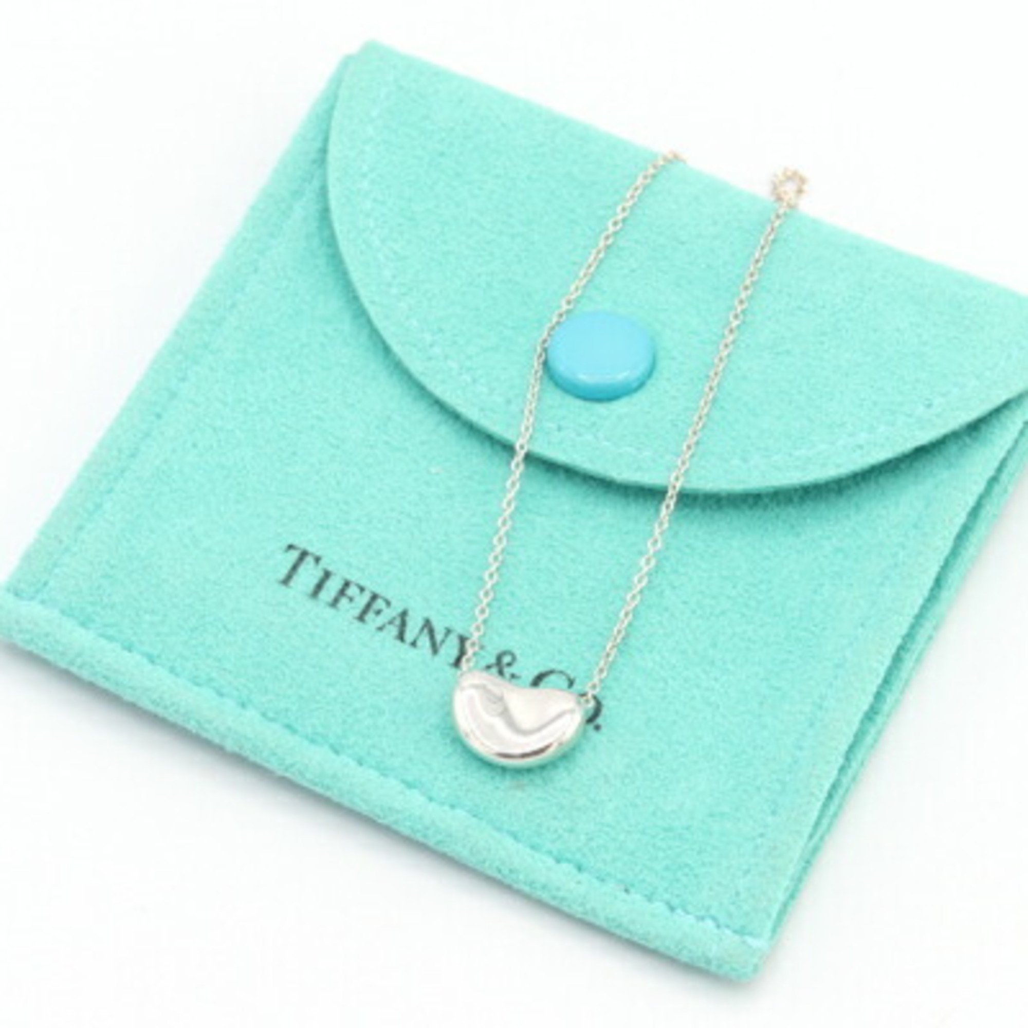 Tiffany Necklace Elsa Peretti Bean SV Sterling Silver 925 Pendant Choker Women's TIFFANY & CO