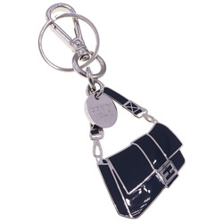 Fendi Keychain 7AP065 Navy Silver Metal Baguette Bag Charm Keyring Women's Accessories FENDI