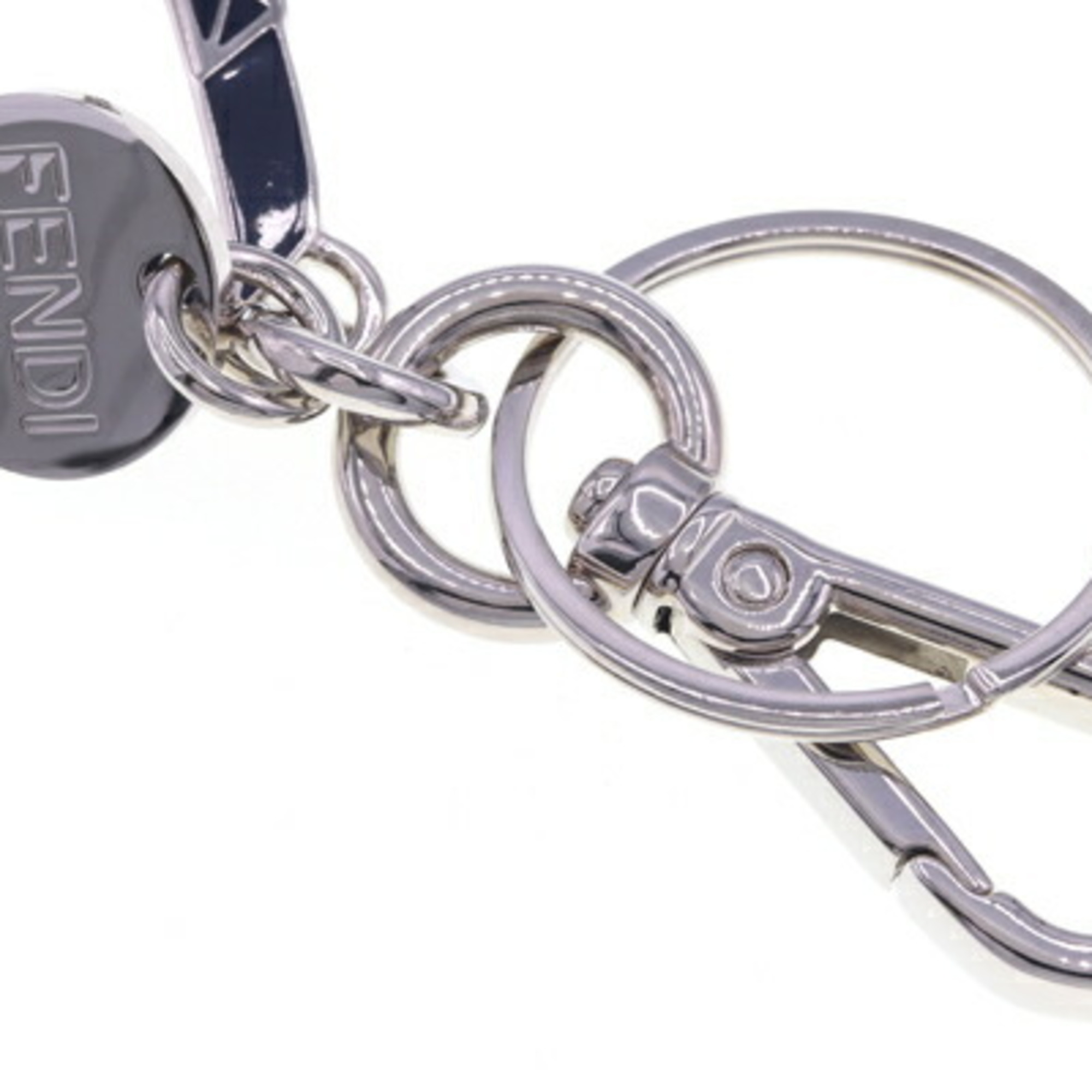 Fendi Keychain 7AP065 Navy Silver Metal Baguette Bag Charm Keyring Women's Accessories FENDI