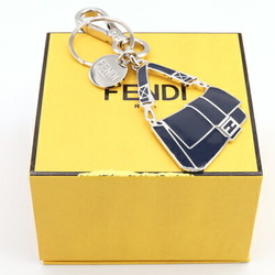 Fendi Keychain 7AP065 Navy Silver Metal Baguette Bag Charm Keyring Women's Accessories FENDI