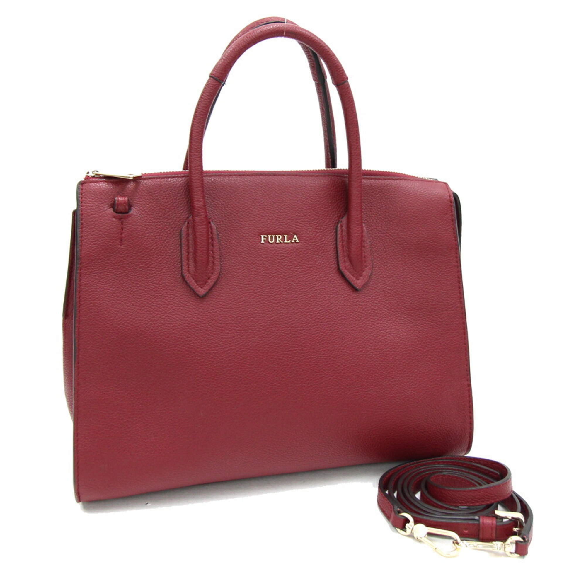 FURLA Handbag Amina 272323 Dark Red Leather Shoulder Bag for Women