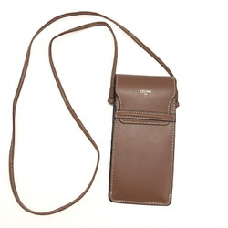 CELINE Mobile Pouch with Flap Leather Brown