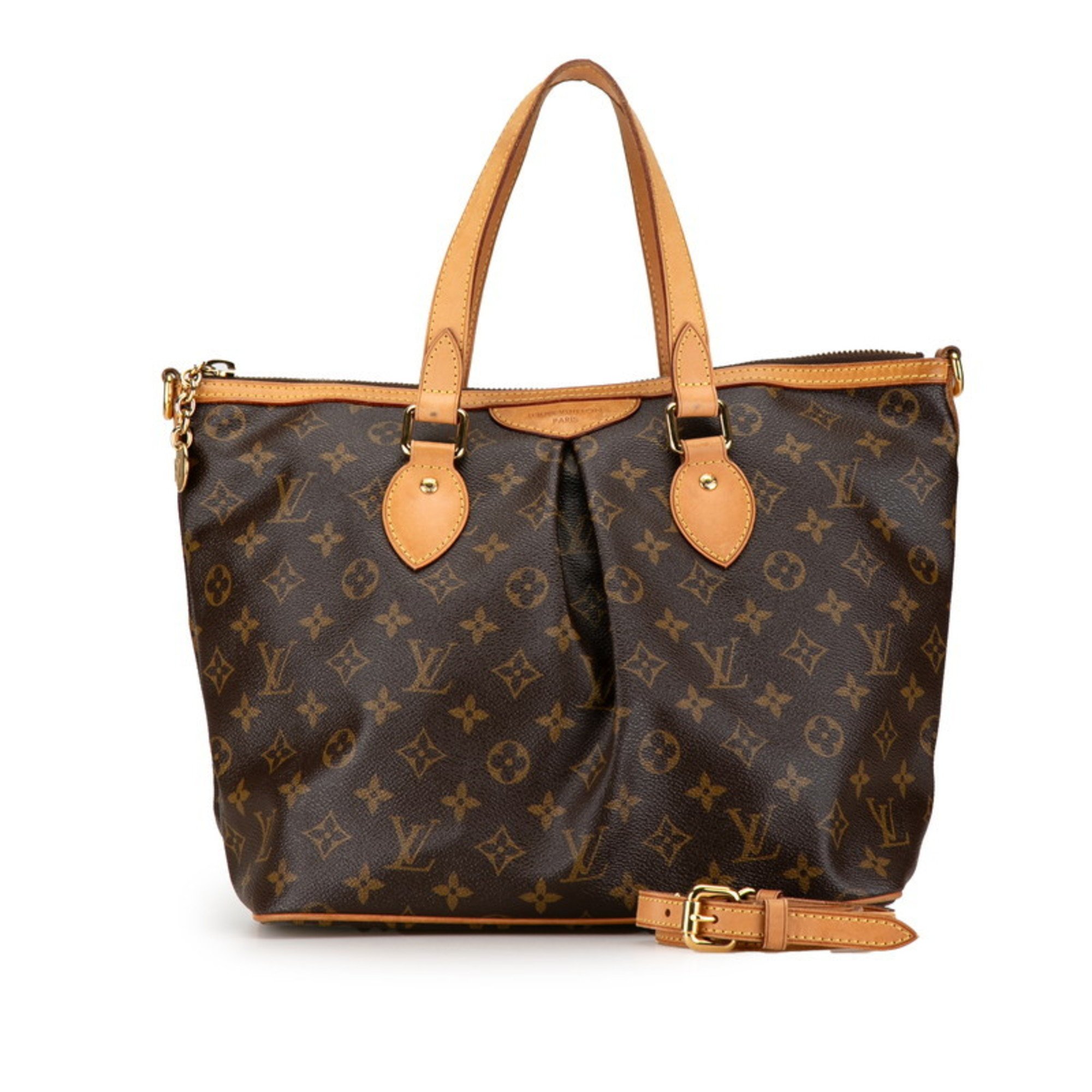 Louis Vuitton Monogram Palermo PM Handbag Shoulder Bag M40145 Brown PVC Leather Women's LOUIS VUITTON