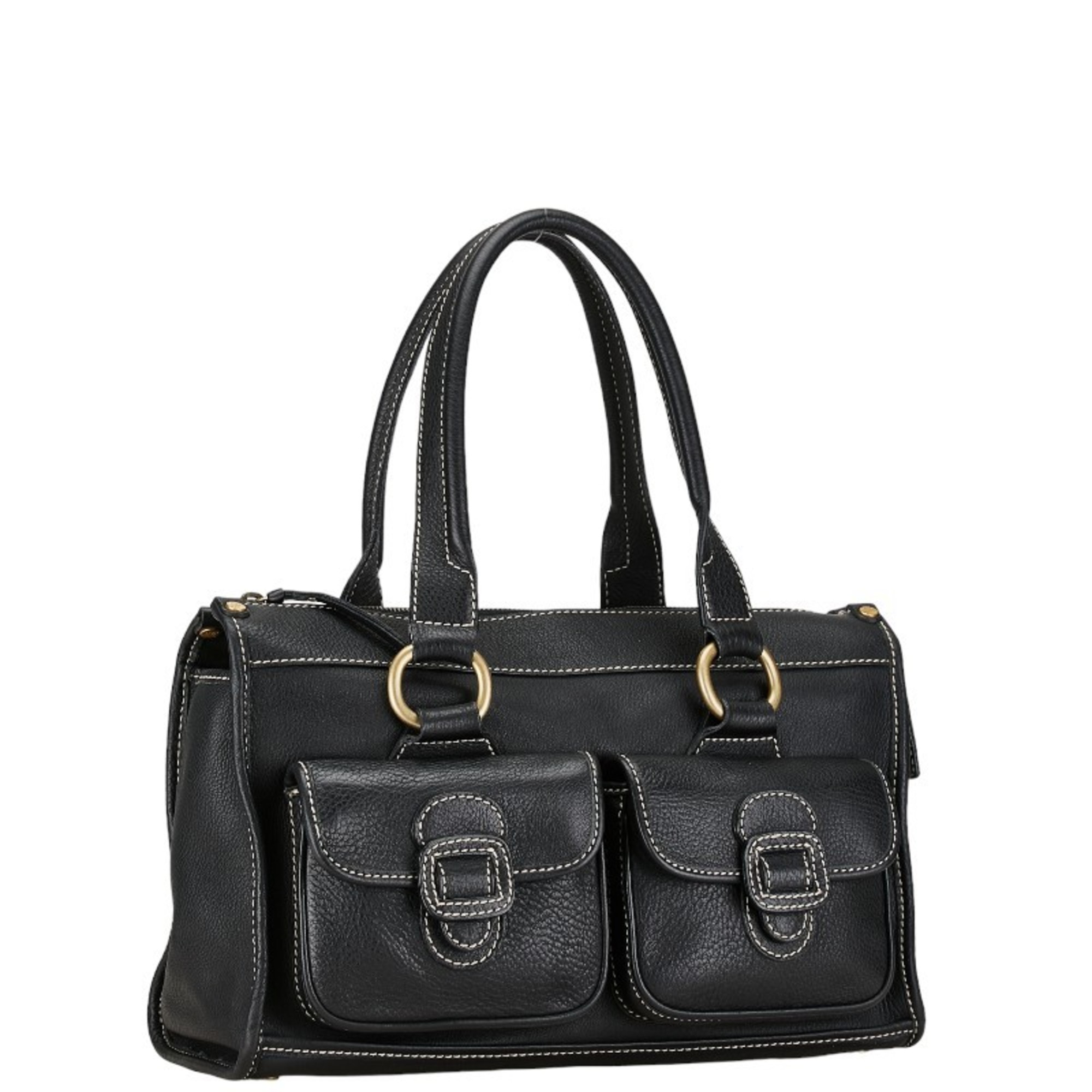 Celine handbag tote bag black leather women's CELINE