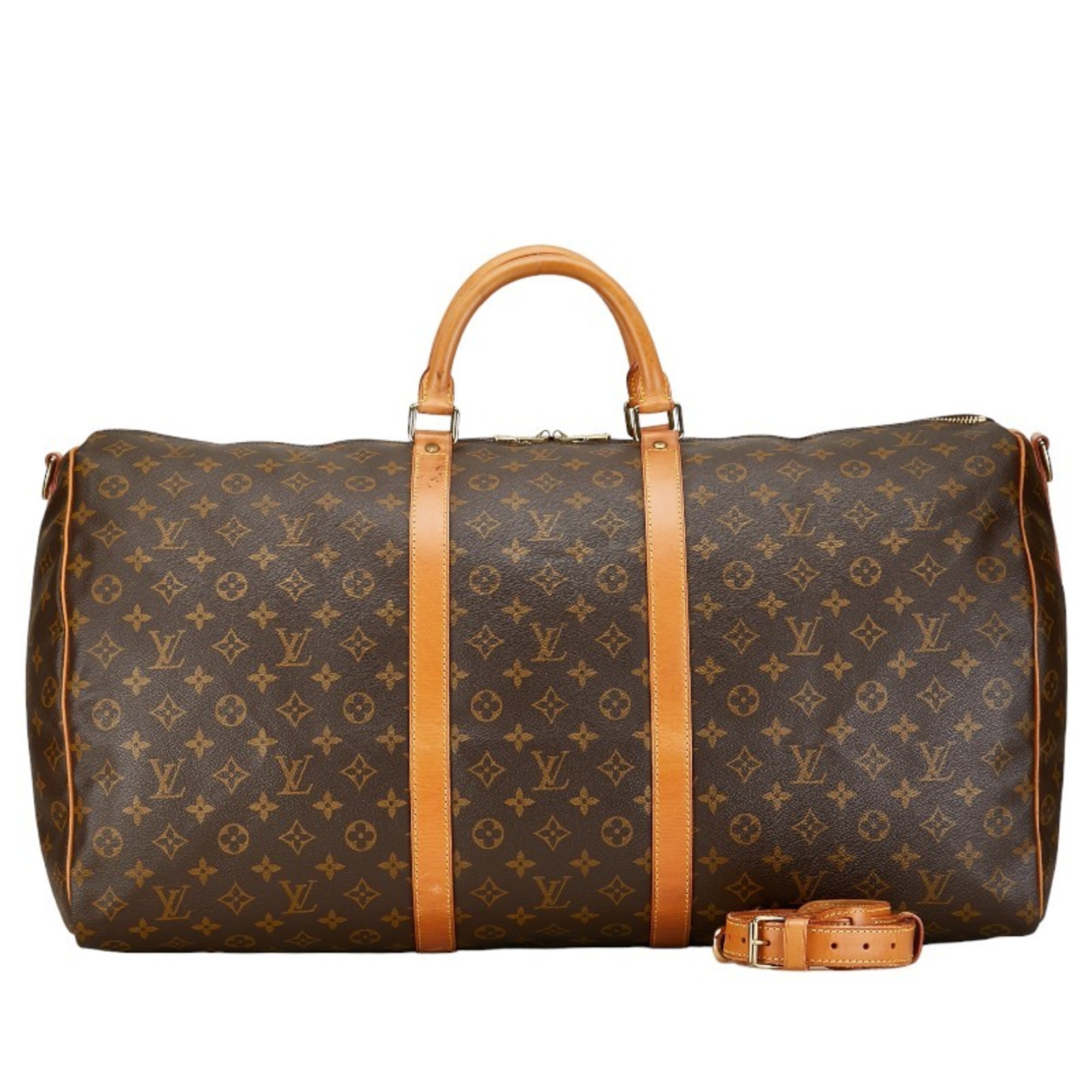 Louis Vuitton Monogram Keepall Bandouliere 60 Boston Bag Shoulder M41412 Brown PVC Leather Women's LOUIS VUITTON