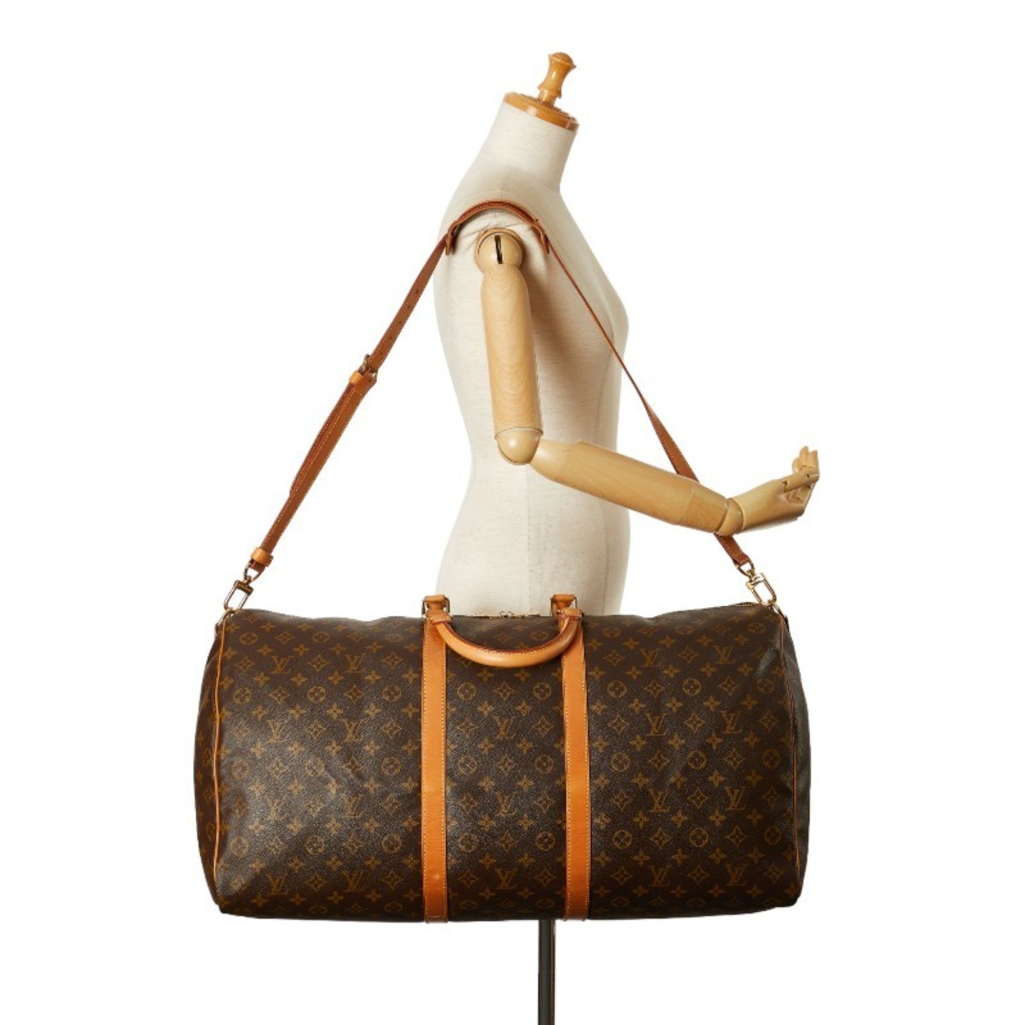 Louis Vuitton Monogram Keepall Bandouliere 60 Boston Bag Shoulder M41412 Brown PVC Leather Women's LOUIS VUITTON