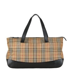 Burberry Nova Check Shadow Horse Handbag Tote Bag Beige Black Nylon Leather Women's BURBERRY