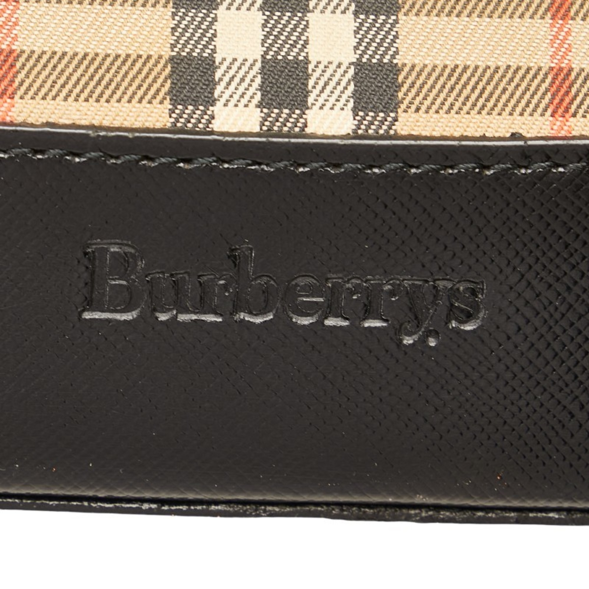 Burberry Nova Check Shadow Horse Handbag Tote Bag Beige Black Nylon Leather Women's BURBERRY