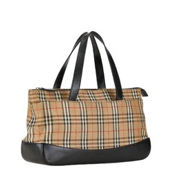 Burberry Nova Check Shadow Horse Handbag Tote Bag Beige Black Nylon Leather Women's BURBERRY