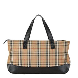 Burberry Nova Check Shadow Horse Handbag Tote Bag Beige Black Nylon Leather Women's BURBERRY