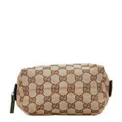 Gucci GG Canvas Pouch 29595 Beige Green Leather Women's GUCCI