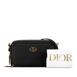 Christian Dior Dior Caro Double Pouch Shoulder Bag Black Leather Women's