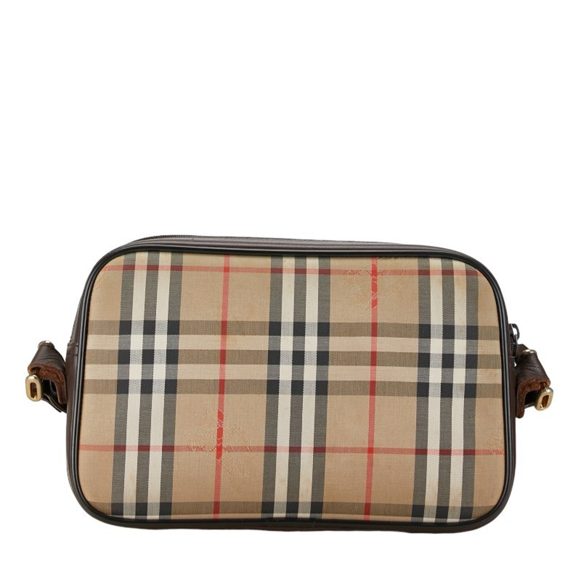 Burberry Nova Check Shadow Horse Shoulder Bag Brown Canvas Leather Women's BURBERRY