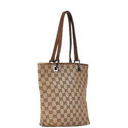 Gucci GG Canvas Handbag Tote Bag 31244 Dark Brown Leather Women's GUCCI