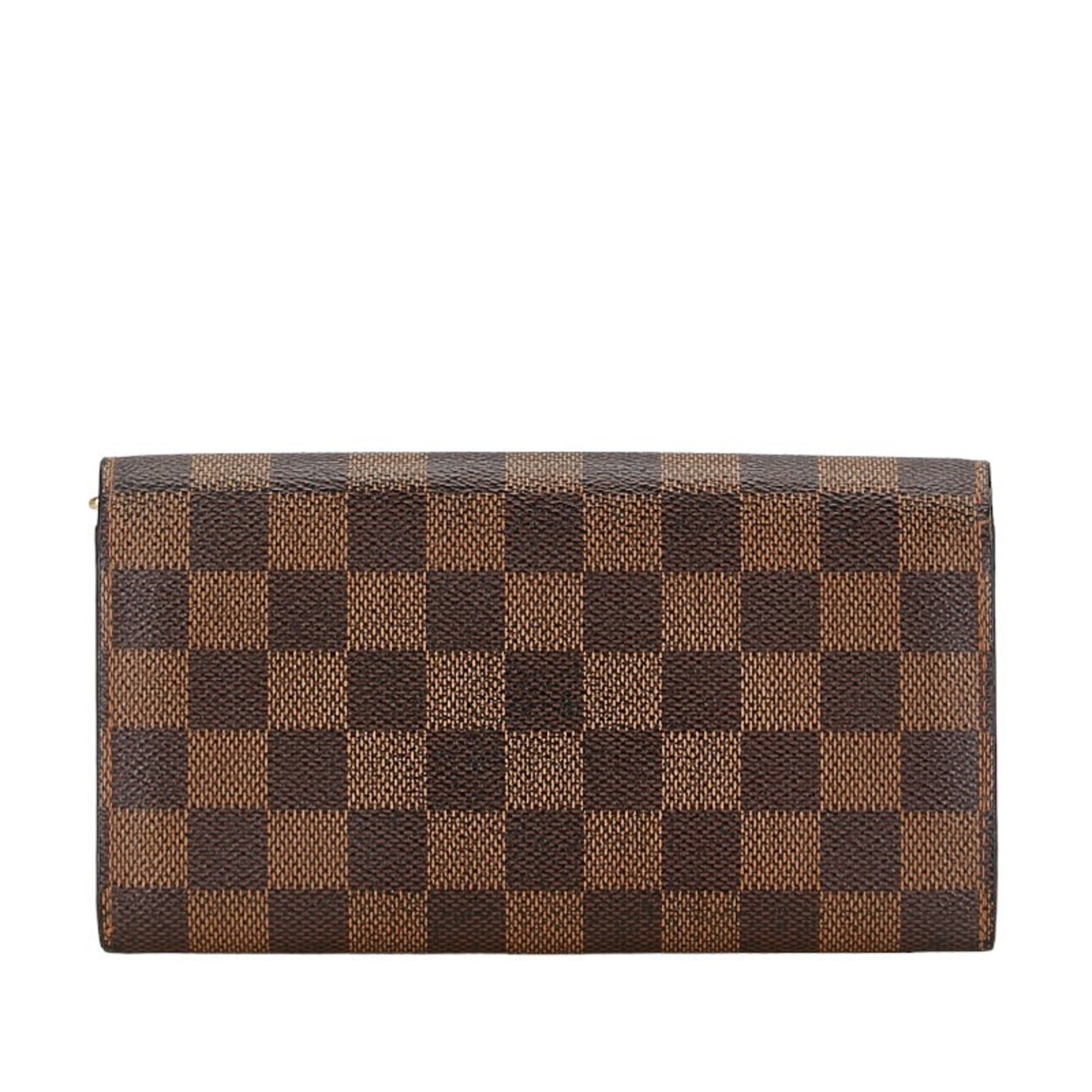 Louis Vuitton Damier Pochette Porte Monnaie Credit Long Wallet N61724 Brown PVC Leather Women's LOUIS VUITTON