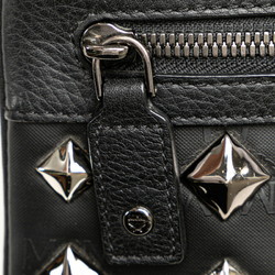 MCM Visetos Glam Studs Clutch Bag Second Black Silver PVC Leather Women's