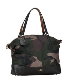 Coach camouflage handbag shoulder bag 2-way F17777 green brown nylon women's COACH