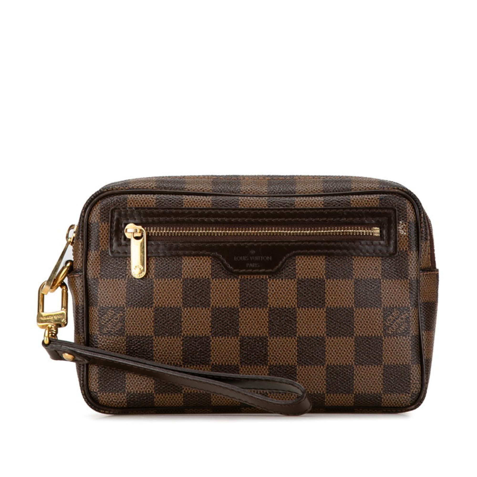 Louis Vuitton Damier Pochette Bier Macau Clutch Bag Second N41739 Brown PVC Leather Women's LOUIS VUITTON