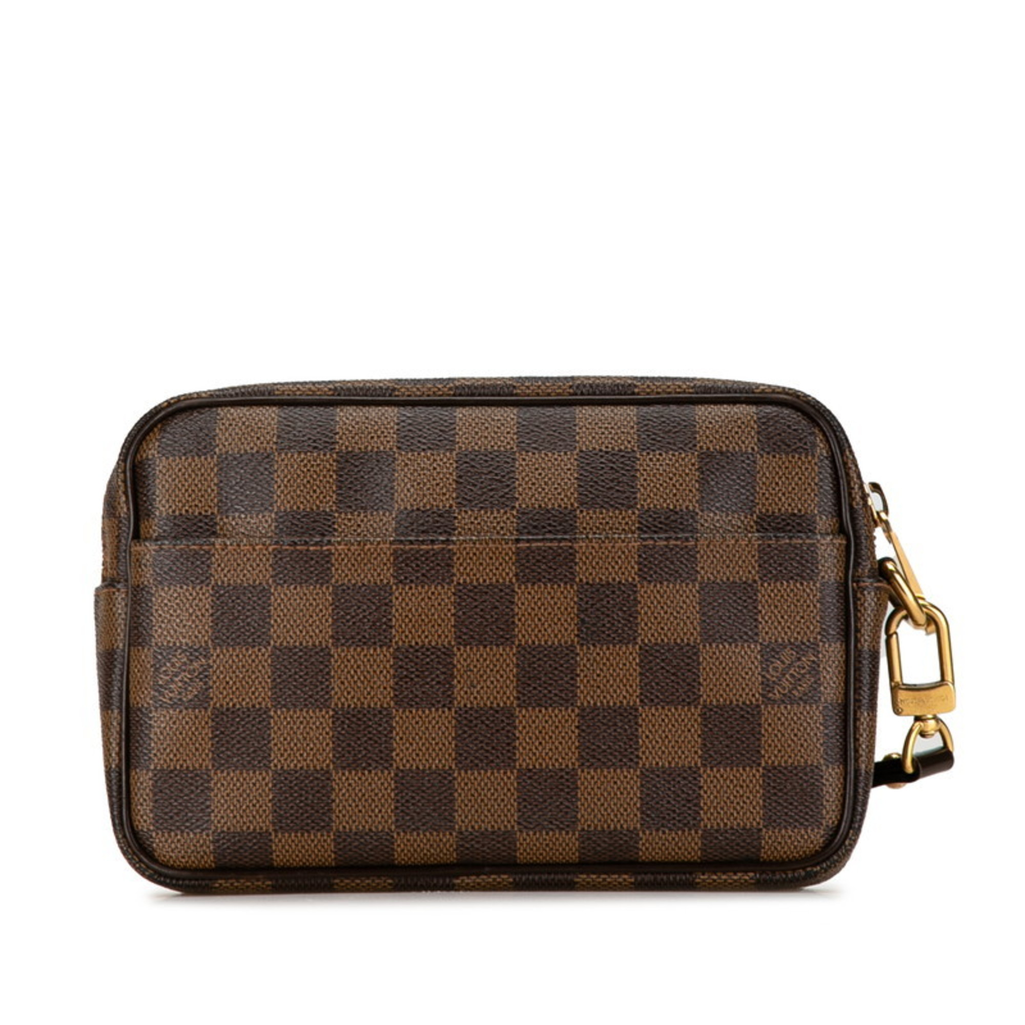 Louis Vuitton Damier Pochette Bier Macau Clutch Bag Second N41739 Brown PVC Leather Women's LOUIS VUITTON