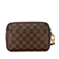 Louis Vuitton Damier Pochette Bier Macau Clutch Bag Second N41739 Brown PVC Leather Women's LOUIS VUITTON