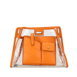 FENDI Medium Peekaboo Defender Bag Cover 7AR717 Clear Orange Vinyl Leather Women's