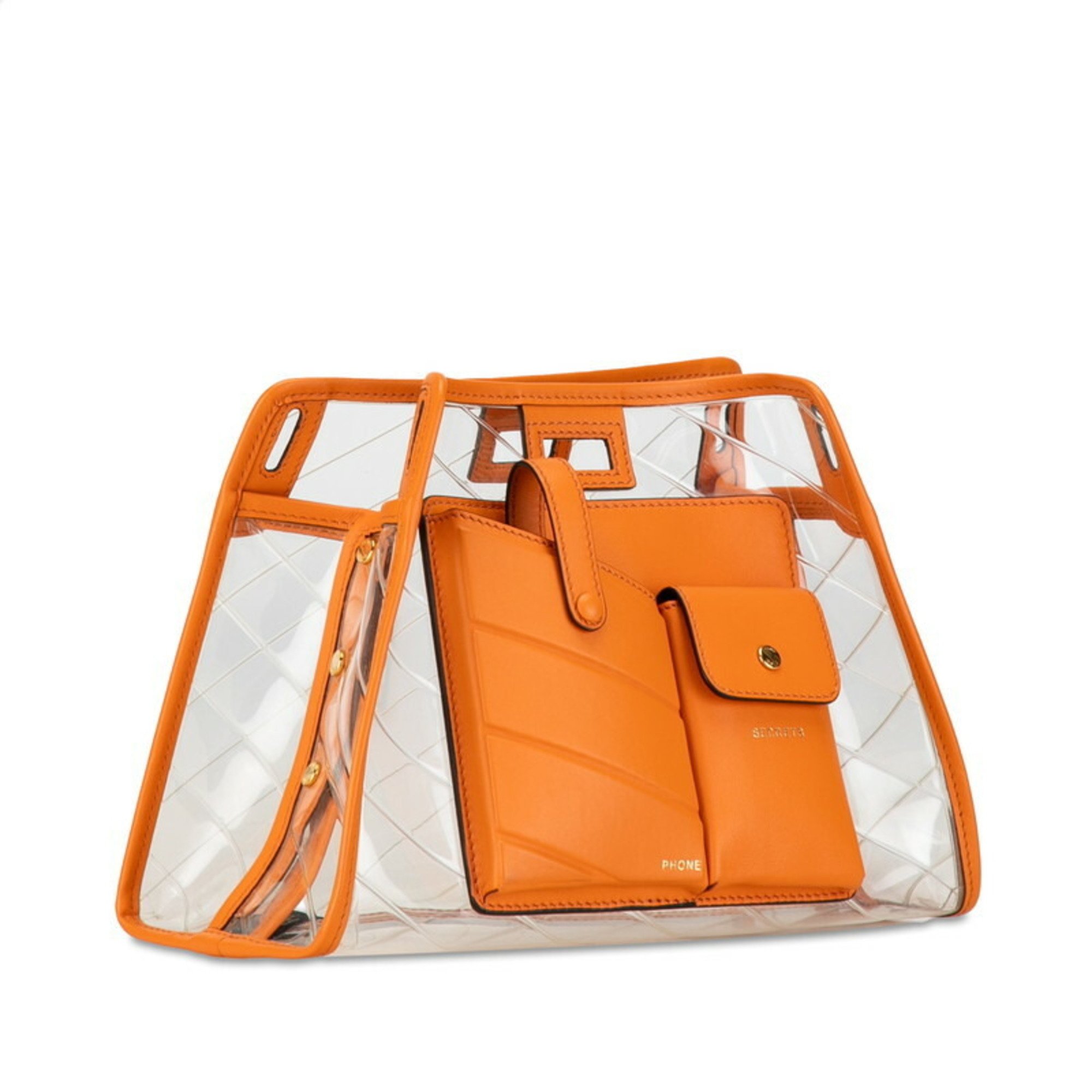 FENDI Medium Peekaboo Defender Bag Cover 7AR717 Clear Orange Vinyl Leather Women's