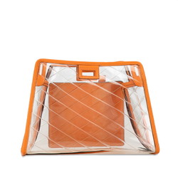 FENDI Medium Peekaboo Defender Bag Cover 7AR717 Clear Orange Vinyl Leather Women's