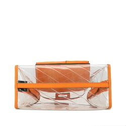 FENDI Medium Peekaboo Defender Bag Cover 7AR717 Clear Orange Vinyl Leather Women's