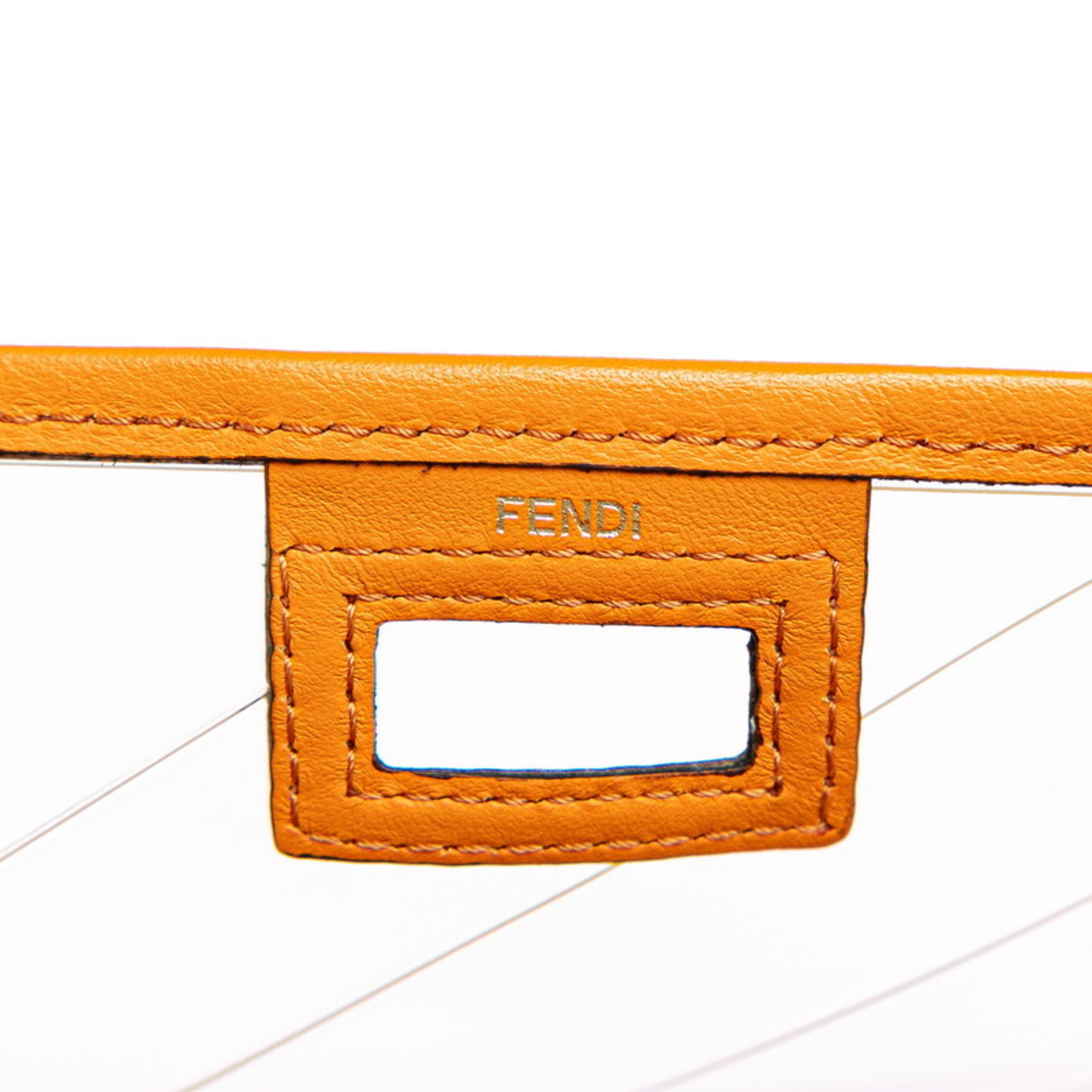 FENDI Medium Peekaboo Defender Bag Cover 7AR717 Clear Orange Vinyl Leather Women's