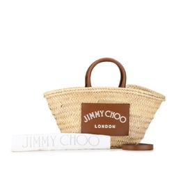 Jimmy Choo Shoulder Bag Beige Brown Raffia Leather Women's JIMMY CHOO