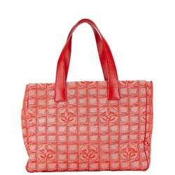 Chanel New Travel Line Tote MM Handbag Bag Red Nylon Leather Women's CHANEL