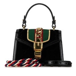 Gucci Sylvie Sherry Line Handbag Shoulder Bag 470270 Black Leather Women's GUCCI