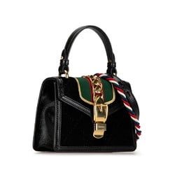 Gucci Sylvie Sherry Line Handbag Shoulder Bag 470270 Black Leather Women's GUCCI