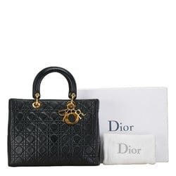 Christian Dior Dior Cannage Lady Handbag Black Lambskin Women's