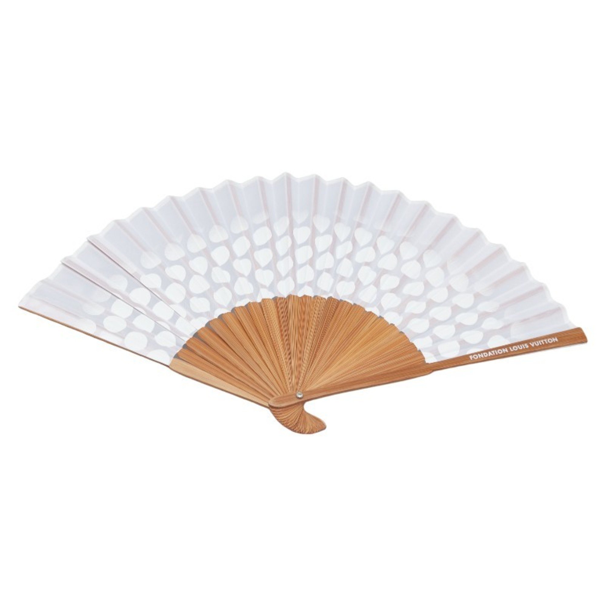 Louis Vuitton Museum Polka Dot Fan Sense White Brown Cotton Wood Women's LOUIS VUITTON