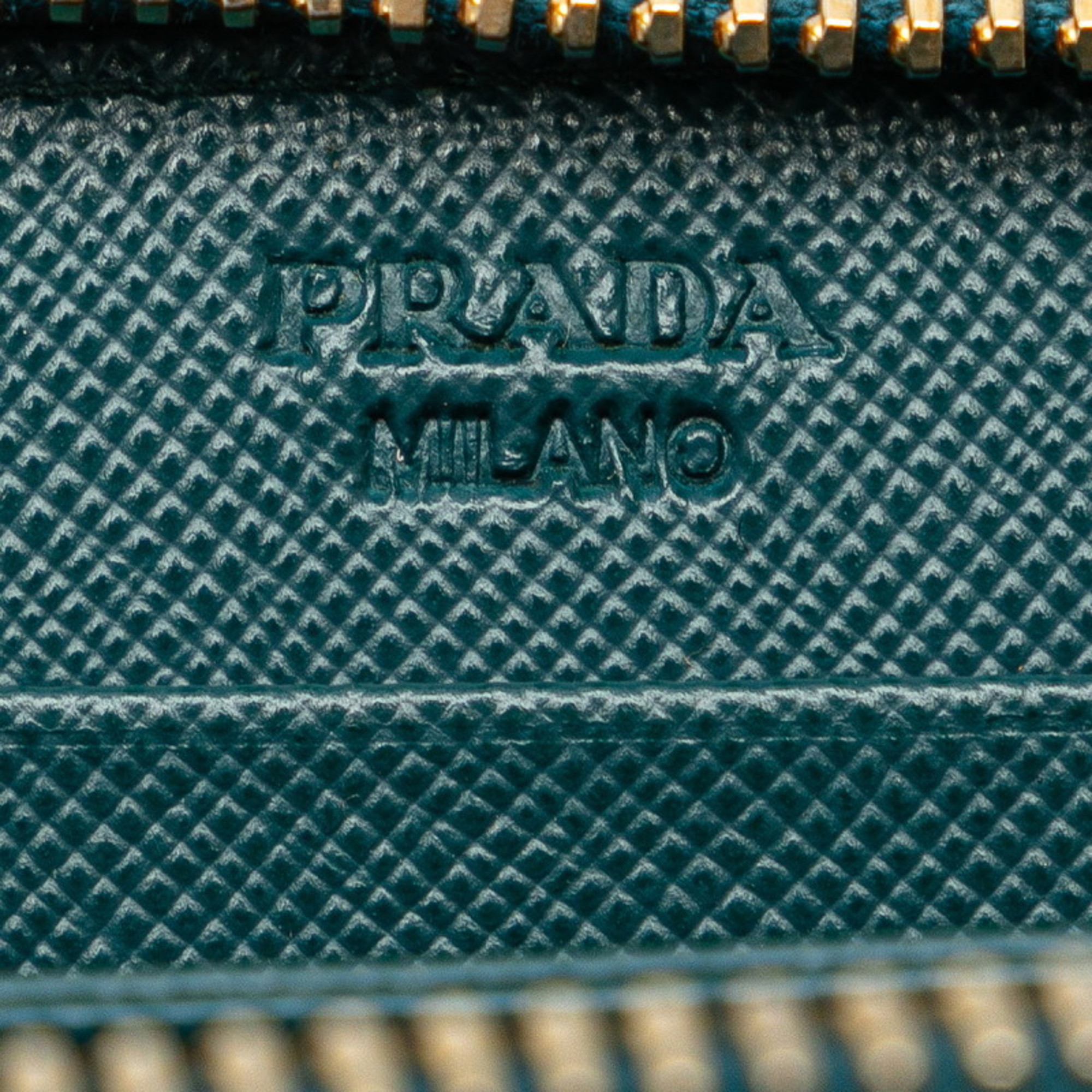 Prada Triangle Plate Saffiano Coin Case 1M0268 Turquoise Green Leather Women's PRADA