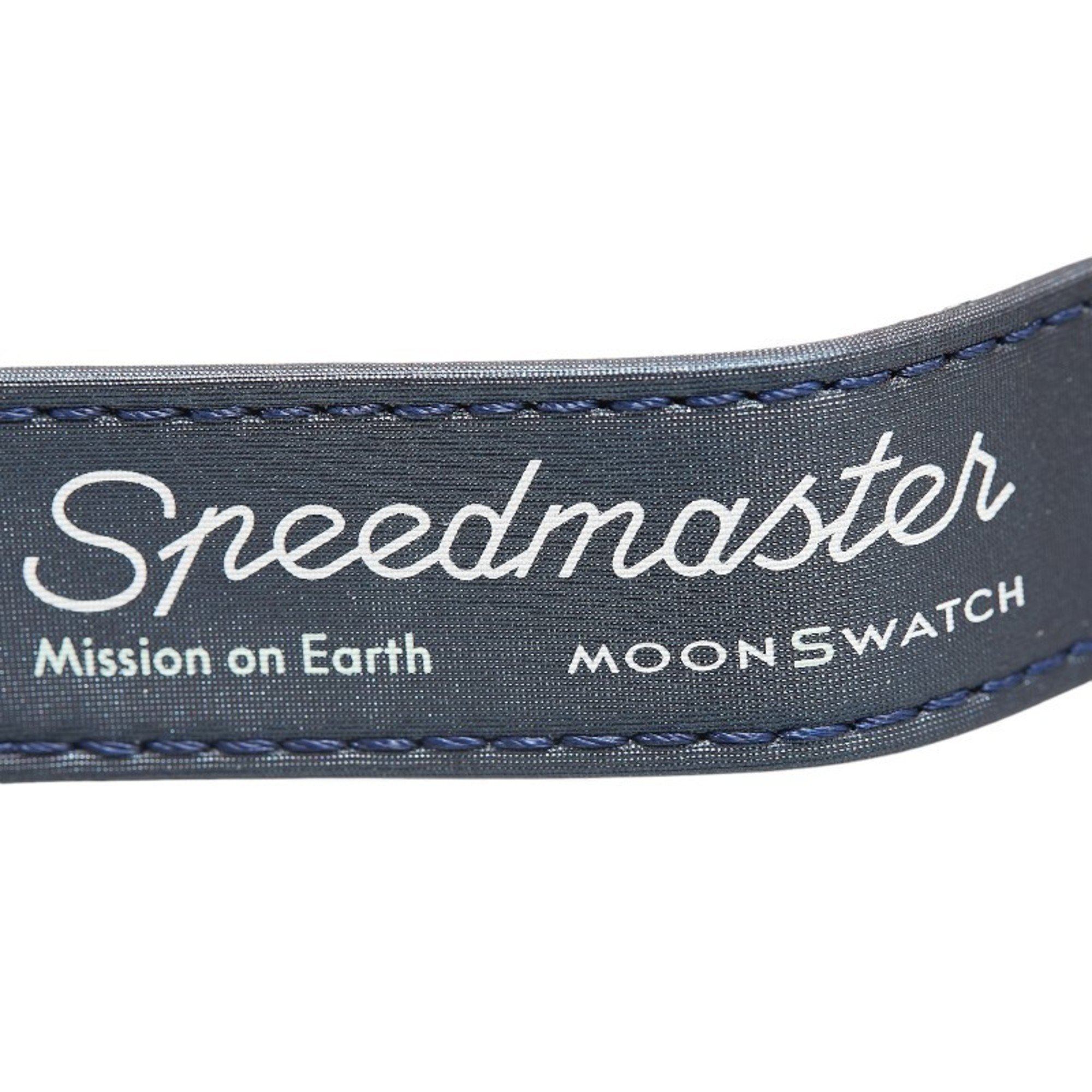 Swatch Speedmaster Collaboration Moonwatch Mission on Earth Wristwatch S033G100 Quartz Navy Dial Stainless Steel Canvas Bio Ceramic Men's