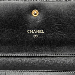 CHANEL Coco Mark Tri-fold Wallet Black Caviar Skin Women's