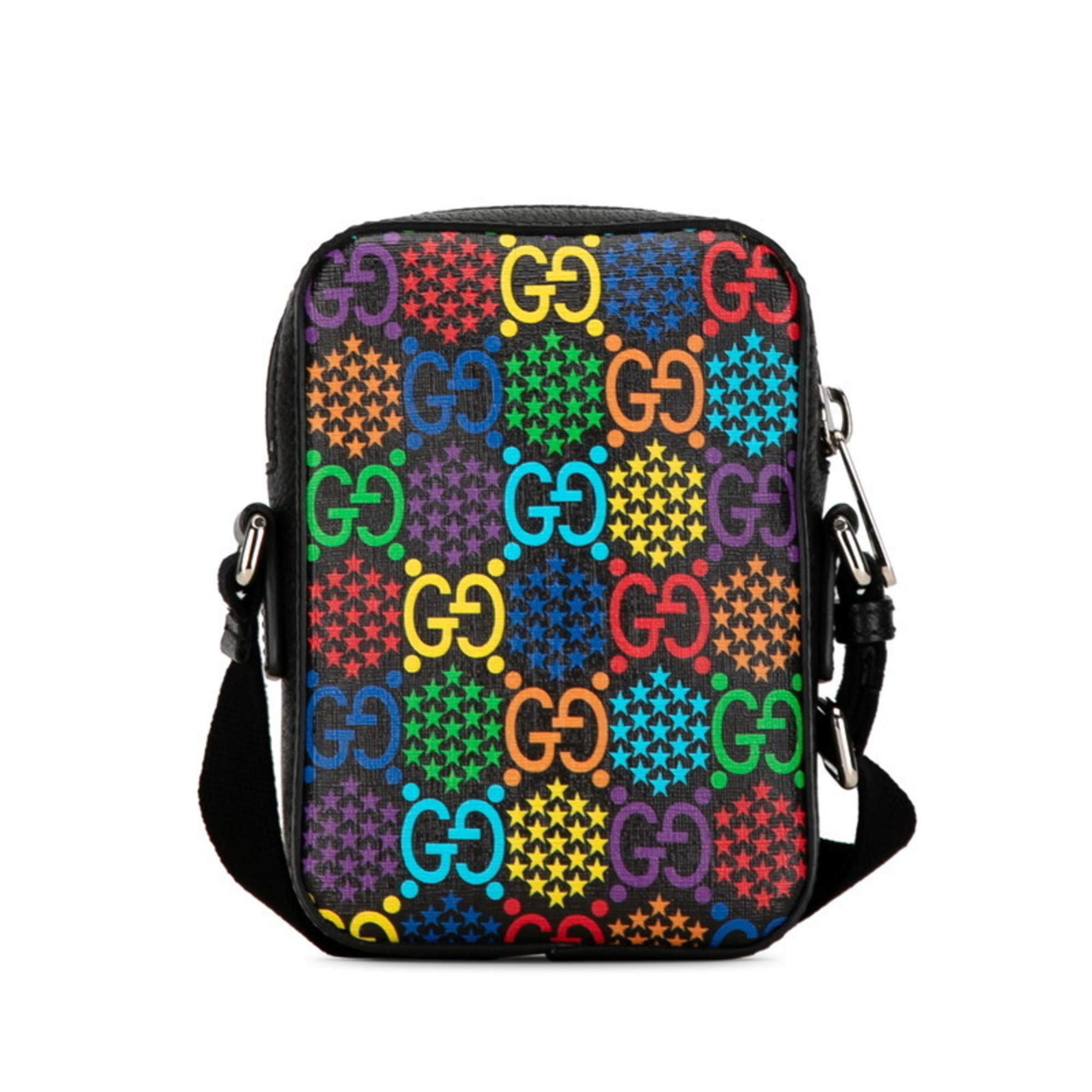 Gucci GG Psychedelic Shoulder Bag 598103 Black Multicolor PVC Leather Women's GUCCI